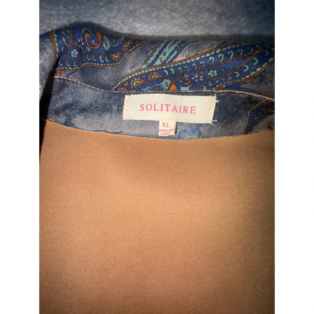 (A3) Solitaire Womens Paisley Floral‎ Longline Jacket Blue Orange XL 20-658